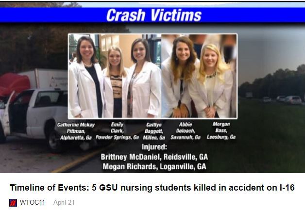 A screen capture of the news showing the pictures of the crash victims